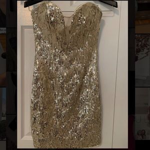 Aidan Mattox Gold sparkly cocktail dress size 2